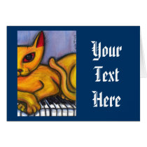 Cat on Piano Keyboard Greeting Cards