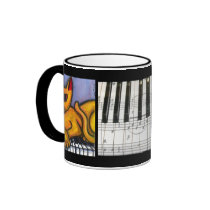 Cat on Piano Keyboard Coffee Mug