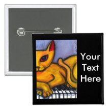 Cat on Piano Keyboard Pin