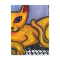 Cat On Piano Postcards