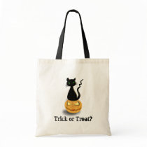 Cat on Pumpkin Halloween Trick or Treat Bag bags