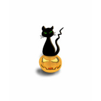 Cat on Pumpkin Halloween Womens T-shirt