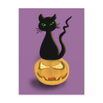 Cat on Pumpkin Happy Halloween Postcard III postcards