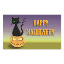 Cat on Pumpkin Happy Halloween stickers stickers