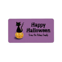 Cat on Pumpkin Personalized Halloween labels (M) labels