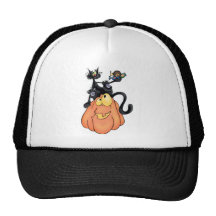 Cat on Pumpkin Trucker Hat
