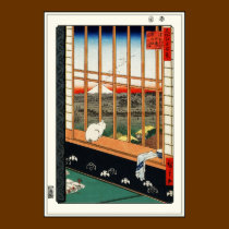 Cat on Window by Hiroshige 歌川広重 posters