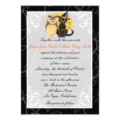 Cat & Owl Halloween Wedding Invitation