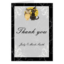 Cat & Owl Halloween Wedding Thank You Card