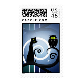 Cat & Owl stamp