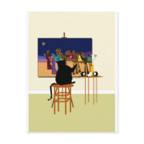 cat Painting Magi postcards by FlyingHorseDesign cat Painting Magi postcards