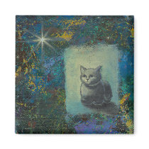 Cat painting - Oh Wise and Excellent Kitty art magnets