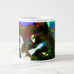 cat painting tuxedo colorful kitty animal design jumbo mug