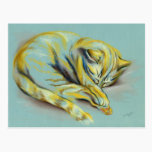 Cat Pastel - Sleeping Tabby Kitten postcards