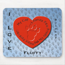 Cat Paw Prints on my Heart, Personalize Mouse Pad
