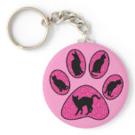 CAT PAW WITH CATS AND HEARTS keychains