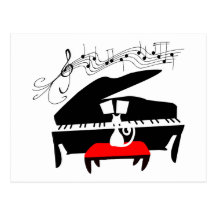 Cat & Piano Postcard