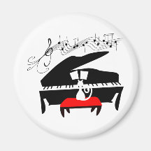 Cat & Piano Refrigerator Magnets