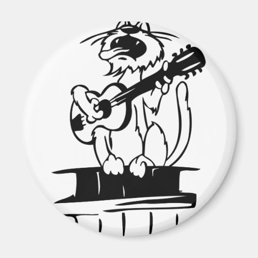 Cat Playing Guitar Refrigerator Magnets