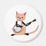 Cat Playing the Banjo Fridge Magnets
