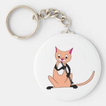Cat Playing the Clarinet Key Chains