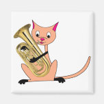 Cat Playing the Euphonium Refrigerator Magnets