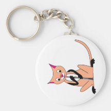 Cat Playing the Oboe Keychains