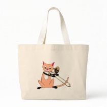 Cat Playing the Trombone Canvas Bag