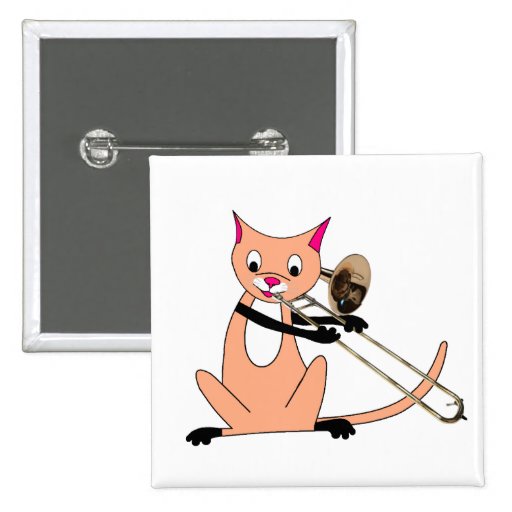 Cat Playing the Trombone Button