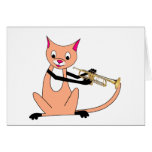 Cat Playing the Trumpet Card