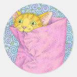CAT plays in bag Round Sticker