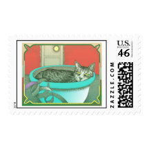 Cat Pop Postage Stamp