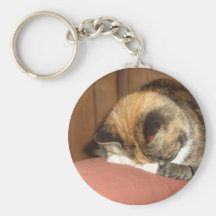 Cat 'Red' sleeping on the cough Keychains