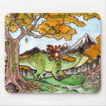 Cat Rides a Dinosaur Mousepads