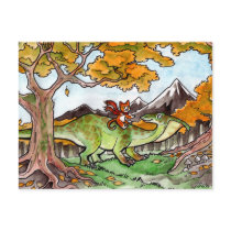 Cat Rides a Dinosaur Postcards