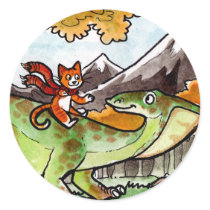 Cat Rides a Dinosaur Stickers