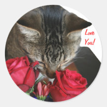 Cat & Roses Sticker
