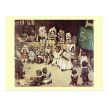 Cat School by Louis Wain Postcard