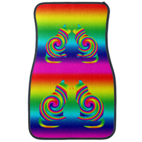 Cat Shaped Rainbow Twirl Car Mat
