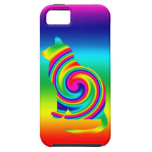 Cat Shaped Rainbow Twirl iPhone 5 Cover
