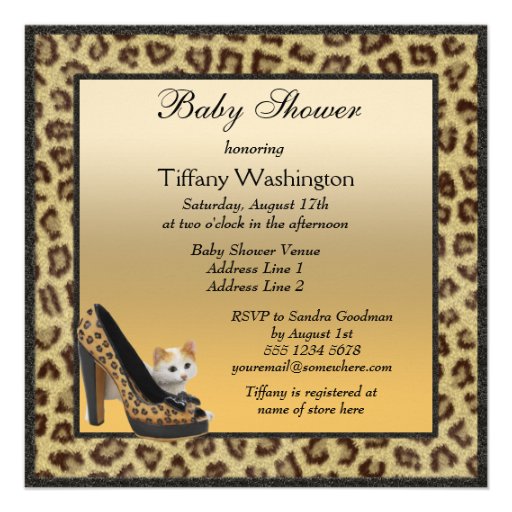 Cat, Shoe & Bottle Fur Texture Neutral Baby Shower Personalized Invites