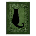 Cat Silhouette Celtic Green Card