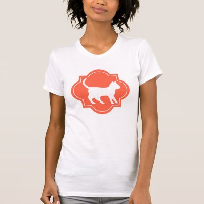 Cat Silhouette Framed in Coral Tees