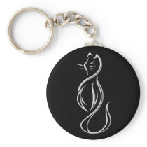 CAT SILHOUETTE KEYCHAIN