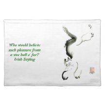 Cat Skedaddle, Sumi-e cat Place Mats