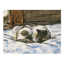 Cat Sleeping on a Bed by Claude Monet Postcard