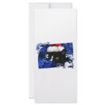 Cat staring out of blue Tinsel with santa hat Rack Card Template