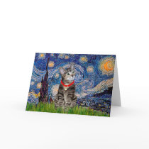 CAT (Tabby2) - Starry Night Greeting Cards