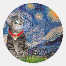 CAT (Tabby2) - Starry Night Stickers