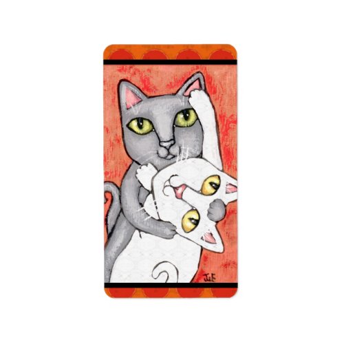 Cat Tango – Adorable Sticky Label by JaimeCreates1 on Zazzle